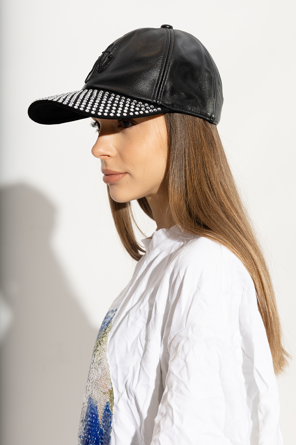 Black leather ball cap online